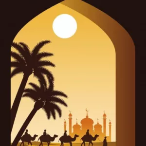 رسومات نخل و نخيل ورحالة وقمر رسومات يوم التأسيس