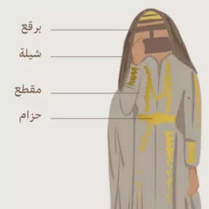 برقع شيلة مقطع حزام زي المنطقة الوسطى للنساء يوم بدينا يوم التأسيس السعودي
