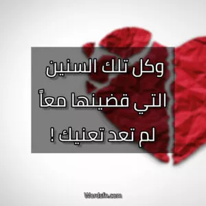 وكل تلك السنين التي قضينها معاً، لم تعد تعنيك!