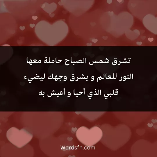 تشرق شمس الصباح حاملة معها النور للعالم و يشرق وجهك ليضيء قلبي الذي أحيا و أعيش به