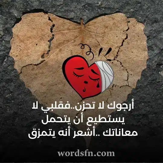 أرجوك لا تحزن فقلبي لا يستطيع أن يتحمل معاناتك أشعر أنه يتمزق حالات واتس حزينة