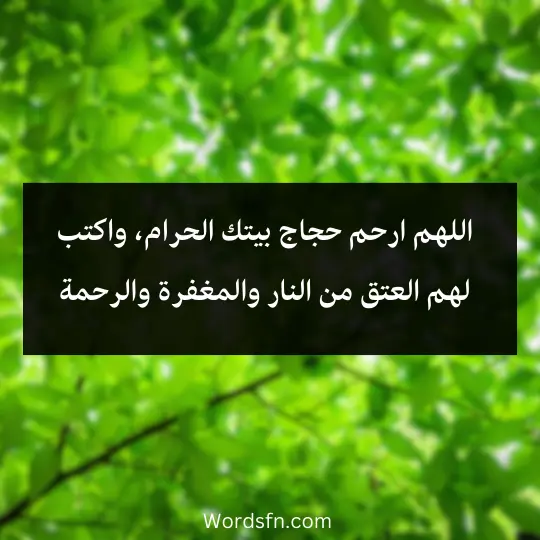 اللهم ارحم حجاج بيتك الحرام، واكتب لهم العتق من النار والمغفرة والرحمة