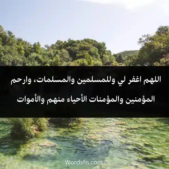 اللهم اغفر لي وللمسلمين والمسلمات، وارحم المؤمنين والمؤمنات الأحياء منهم والأموات