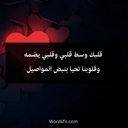 قلبك وسط قلبي وقلبي يضمهوقلوبنا تحيا بنبض المواصيل 