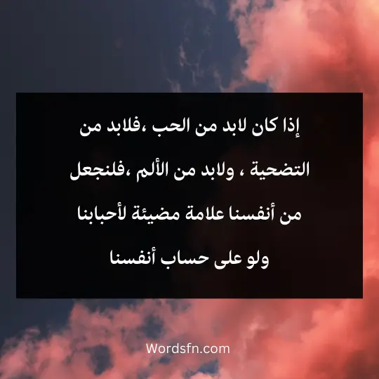 إذا كان لابد من الحب ،فلابد من التضحية 