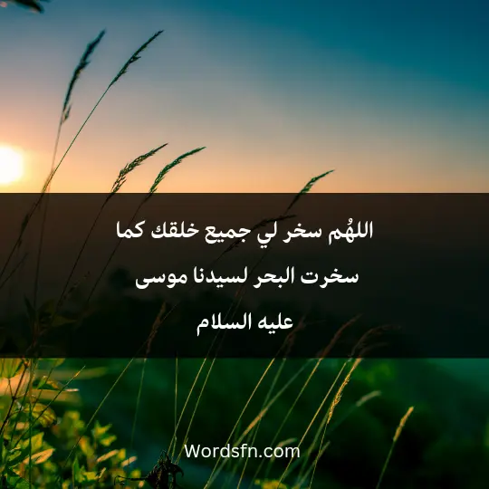 اللهُم سخر لي جميع خلقك. كما سخرت البحر لسيدنا موسى -عليه السلام