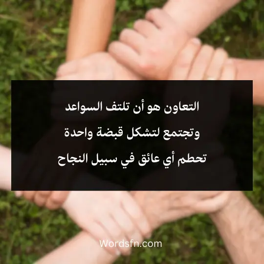 التعاون هو أن تلتف السواعد وتجتمع لتشكل قبضة واحدة تحطم أي عائق في سبيل النجاح