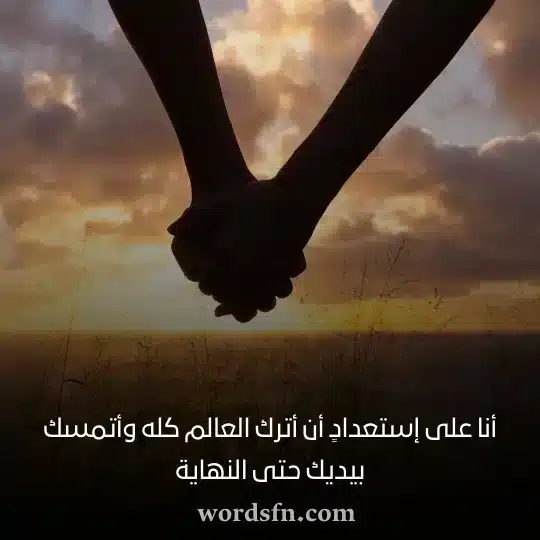 أنا على إستعدادٍ أن أترك العالم كله وأتمسك بيديك حتى النهاية حب حالات واتس