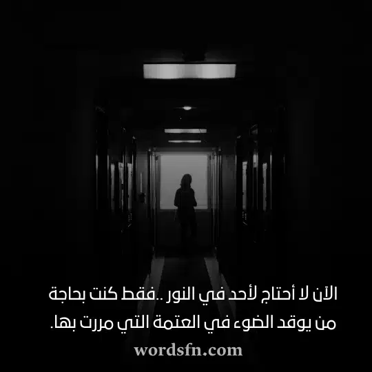 الآن لا أحتاج لأحد في النور فقط كنت بحاجة من يوقد الضوء في العتمة التي مررت بهاwebp - فن العبارات الآن لا أحتاج لأحد في النور فقط كنت بحاجة من يوقد الضوء في العتمة التي مررت بها حالات واتس قصيرة قوية