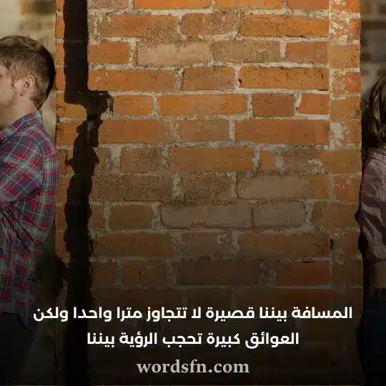 المسافة بيننا قصيرة لا تتجاوز مترا واحدا ولكن العوائق كبيرة تحجب الرؤية بيننا حالات واتس اب حزينه مؤلمه كتابه