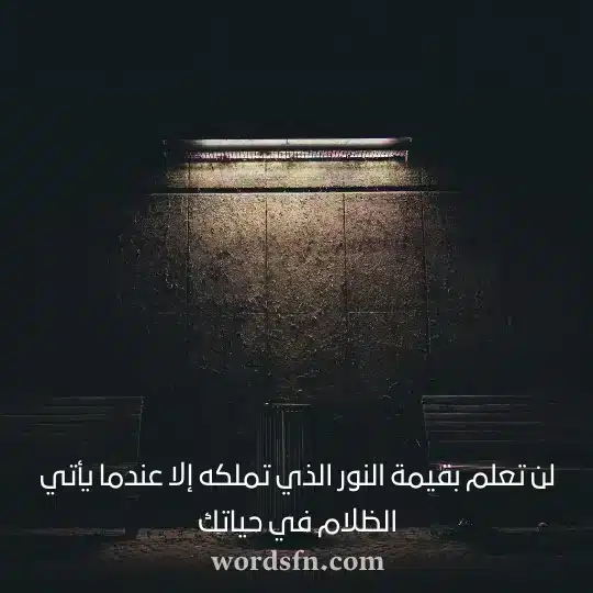 لن تعلم بقيمة النور الذي تملكه إلا عندما يأتي الظلام في حياتك - فن العبارات لن تعلم بقيمة النور الذي تملكه إلا عندما يأتي الظلام في حياتك حالات واتس معبرة