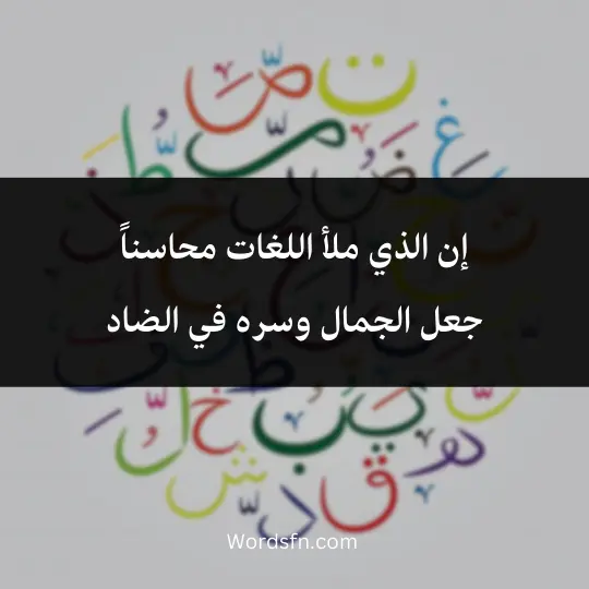 إن الذي ملأ اللغات محاسناً جعل الجمال وسره في الضاد