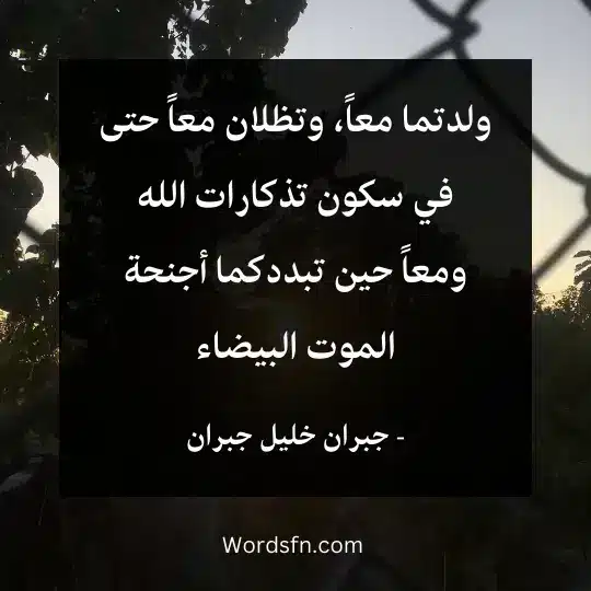 ولدتما معاً، وتظلان معاً حتى في سكون تذكارات الله