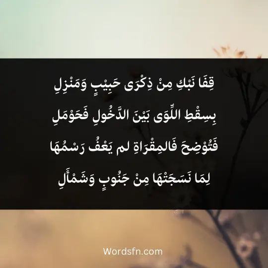 قِفَا نَبْكِ مِنْ ذِكْرَى حَبِيْبٍ وَمَنْزِلِ 