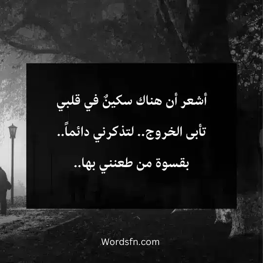 Sad-phrases 3 - فن العبارات أشعر أن هناك سكينٌ في قلبي تأبى الخروج.. لتذكرني دائماً.. بقسوة من طعنني بها..