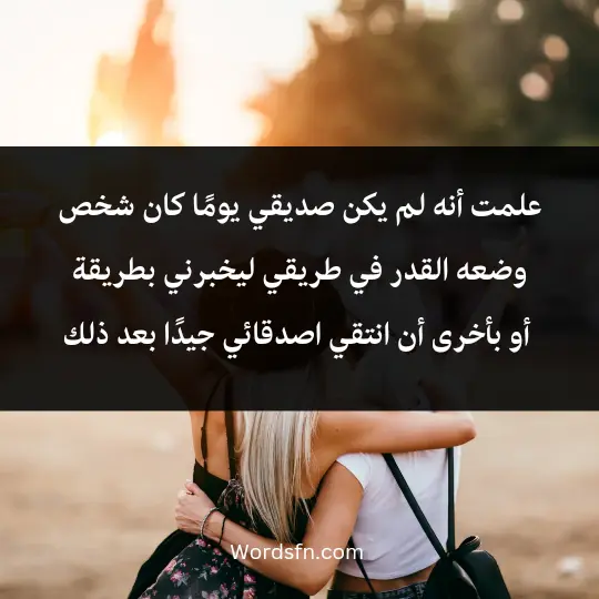 Talk about a true friend 3 - فن العبارات علمت أنه لم يكن صديقي يومًا كان شخص وضعه القدر في طريقي ليخبرني بطريقة أو بأخرى أن انتقي اصدقائي جيدًا بعد ذلك