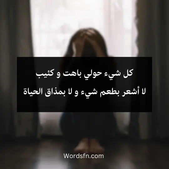 كل شيء حولي باهت و كئيب لا أشعر بطعم شيء و لا بمذاق الحياة