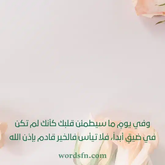 وفي يومٍ ما سيطمئن قلبك كأنك لم تكن في ضيقٍ أبداً فلا تيأس فالخير قادم بإذن الله - فن العبارات وفي يومٍ ما سيطمئن قلبك كأنك لم تكن في ضيقٍ أبداً فلا تيأس فالخير قادم بإذن الله حالات دينيه حزينه