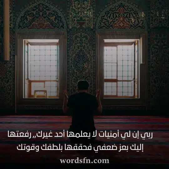 ربي إن لي أمنيات لا يعلمها أحد غيرك رفعتها إليك بعز ضعفي فحققها بلطفك وقوتك دعاء حالات واتس