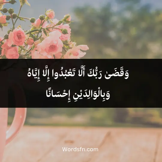 وَقَضَىٰ رَبُّكَ أَلَّا تَعْبُدُوا إِلَّا إِيَّاهُ وَبِالْوَالِدَيْنِ إِحْسَانًا