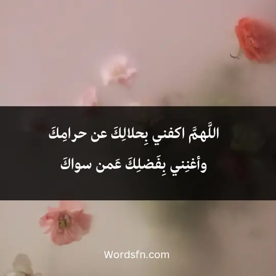 اللَّهمَّ اكفني بِحلالِكَ عن حرامِكَ، وأغنِني بِفَضلِكَ عَمن سواكَ