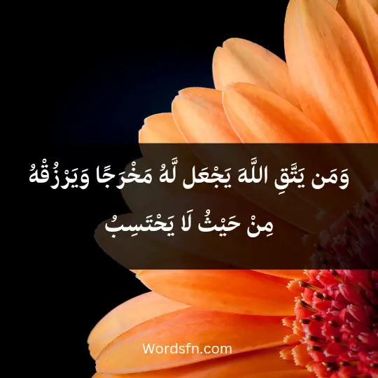 وَمَن يَتَّقِ اللَّهَ يَجْعَل لَّهُ مَخْرَجًا وَيَرْزُقْهُ مِنْ حَيْثُ لَا يَحْتَسِبُ