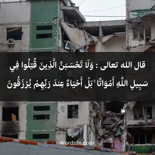 قال الله تعالى في كتابه العزيز: "وَلَا تَحْسَبَنَّ الَّذِينَ قُتِلُوا فِي سَبِيلِ اللَّهِ أَمْوَاتًا ۚ بَلْ أَحْيَاءٌ عِندَ رَبِّهِمْ يُرْزَقُونَ
