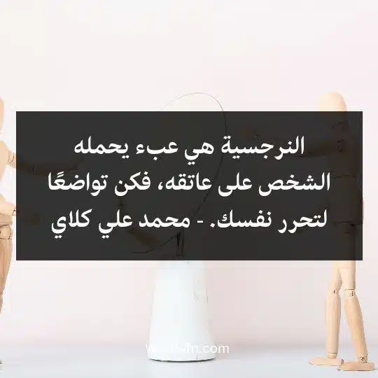 النرجسية هي عبء يحمله الشخص على عاتقه، فكن تواضعًا لتحرر نفسك. - محمد علي كلاي