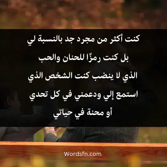 كنت أكثر من مجرد جد بالنسبة لي، بل كنت رمزًا للحنان والحب الذي لا ينضب. كنت الشخص الذي استمع إلي ودعمني في كل تحدي أو محنة في حياتي