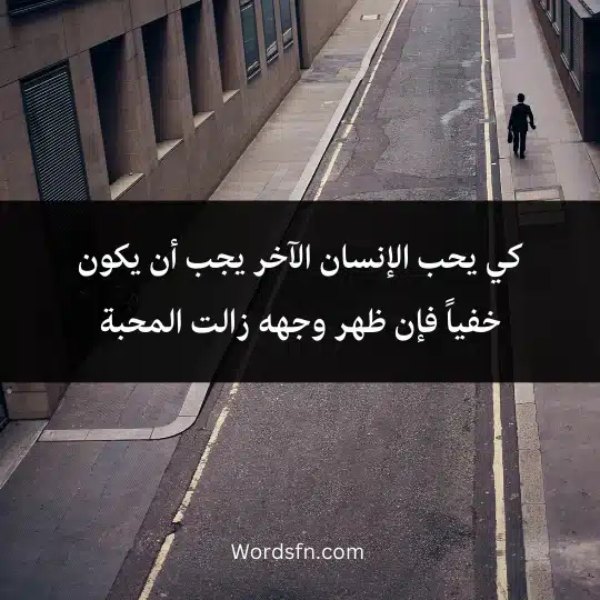 كي يحب الإنسان الآخر يجب أن يكون خفياً فإن ظهر وجهه زالت المحبة