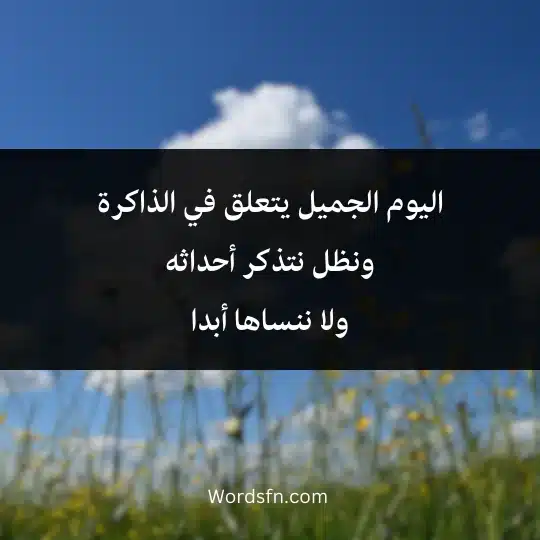 Expressions about a beautiful day 2 - فن العبارات اليوم الجميل يتعلق في الذاكرة ونظل نتذكر أحداثه ولا ننساها أبدا