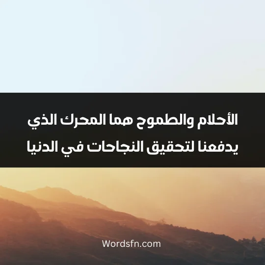 الأحلام والطموح هما المحرك الذي يدفعنا لتحقيق النجاحات في الدنيا