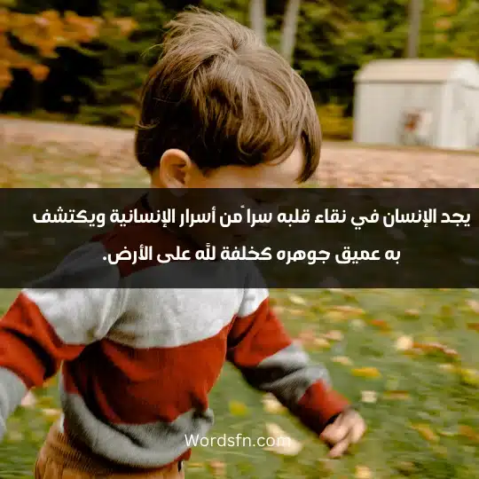 يجد الإنسان في نقاء قلبه سرا ًمن أسرار الإنسانية ويكتشف به عميق جوهره كخلفة لله على الأرض.