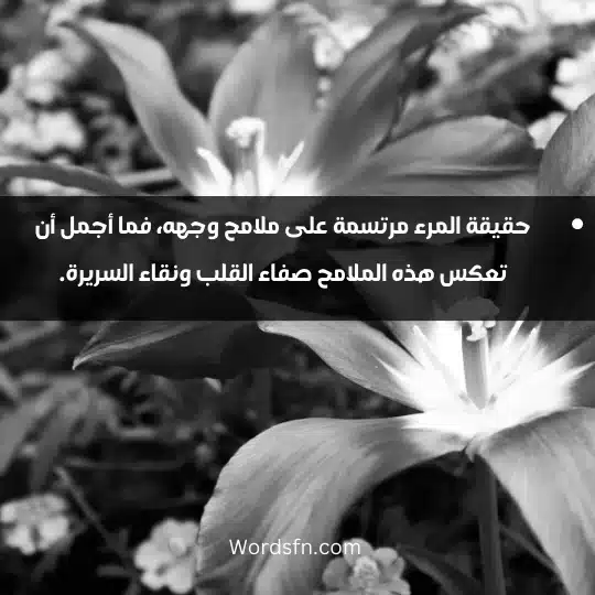 حقيقة المرء مرتسمة على ملامح وجهه، فما أجمل أن تعكس هذه الملامح صفاء القلب ونقاء السريرة.