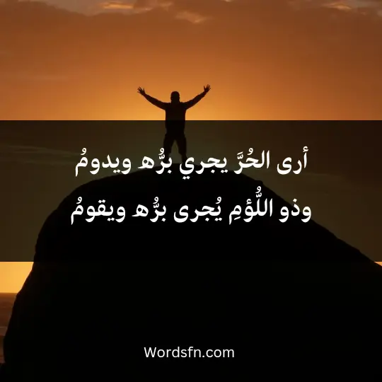 أرى الحُرَّ يجري برُّه ويدومُ وذو اللُّؤمِ يُجرى برُّه ويقومُ