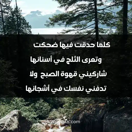 كلما حدقت فيها ضحكت        وتعرى الثلج في أسنانها شاركيني قهوة الصبح .. ولا   تدفني نفسك في أشجانها
