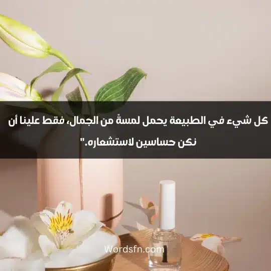 كل شيء في الطبيعة يحمل لمسةً من الجمال، فقط علينا أن نكن حساسين لاستشعاره." 