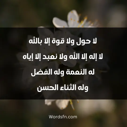 Remembrance after prayer1 - فن العبارات : لا حول ولا قوة إلا بالله، لا إله إلا الله، ولا نعبد إلا إياه، له النعمة، وله الفضل، وله الثناء الحسن