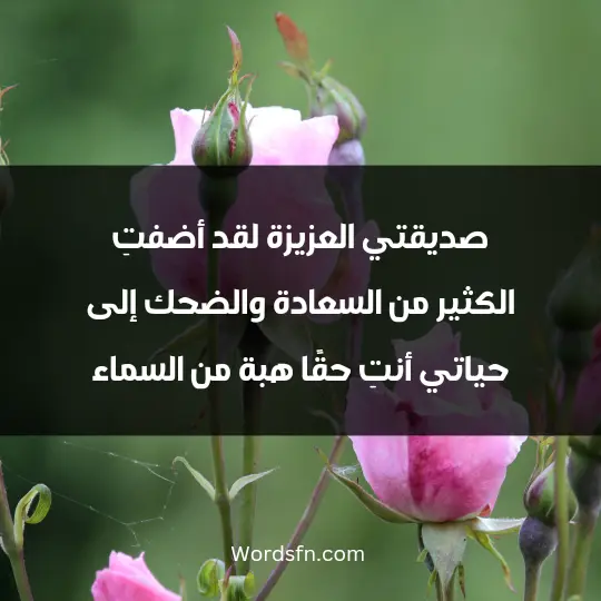 صديقتي العزيزة، لقد أضفتِ الكثير من السعادة والضحك إلى حياتي. أنتِ حقًا هبة من السماء