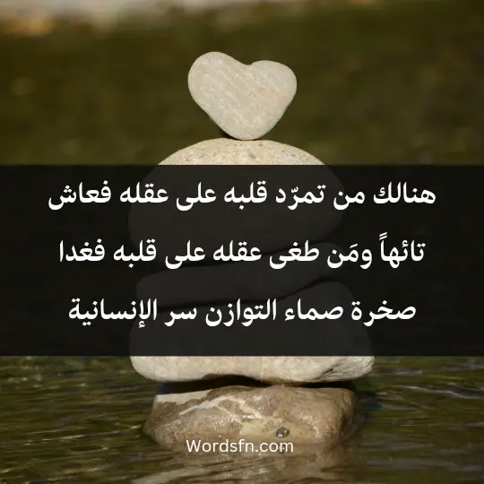 هنالك من تمرّد قلبه على عقله فعاش تائهاً ومَن طغى عقله على قلبه فغدا صخرة صماء،التوازن سر الإنسانية