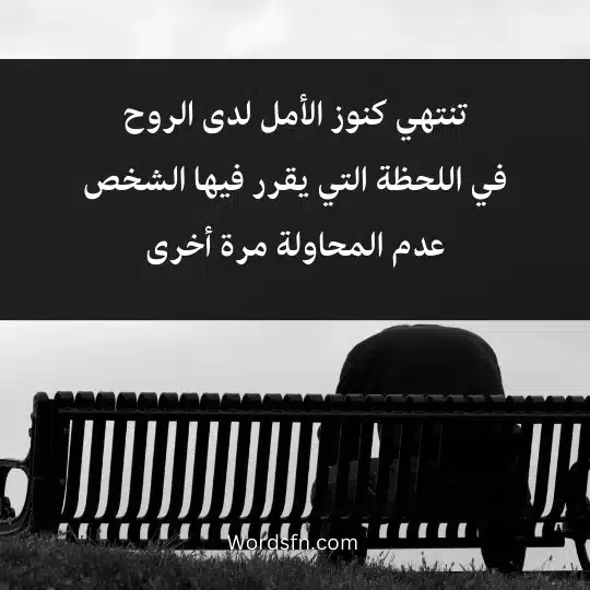 تنتهي كنوز الأمل لدى الروح
في اللحظة التي يقرر فيها الشخص عدم المحاولة مرة أخرى