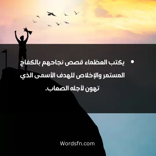 يكتب العظماء قصص نجاحهم بالكفاح المستمر والإخلاص للهدف الأسمى الذي تهون لأجله الصعاب.