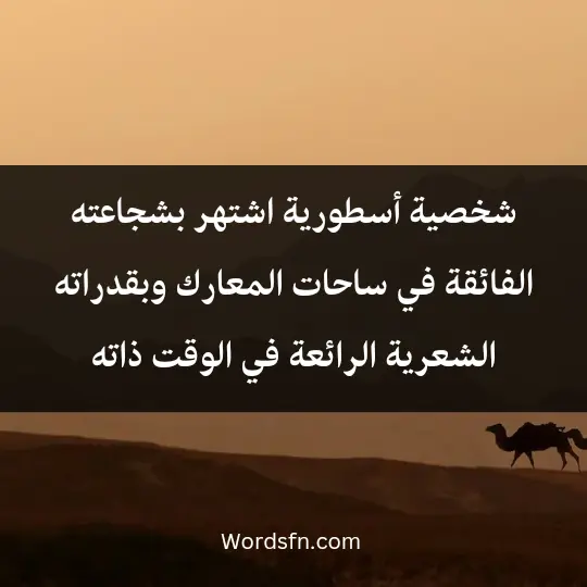 شخصية أسطورية اشتهر بشجاعته الفائقة في ساحات المعارك, وبقدراته الشعرية الرائعة في الوقت ذاته