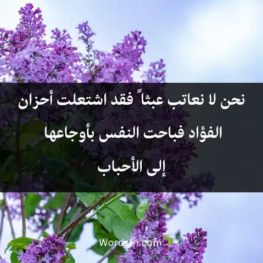 نحن لا نعاتب عبثا ً، فقد اشتعلت أحزان الفؤاد فباحت النفس بأوجاعها إلى الأحباب