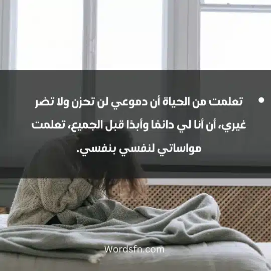 WhatsApp cases about parting beloved 3 - فن العبارات تعلمت من الحياة أن دموعي لن تحزن ولا تضر غيري، أن أنا لي دائمًا وأبدًا قبل الجميع، تعلمت مواساتي لنفسي بنفسي.