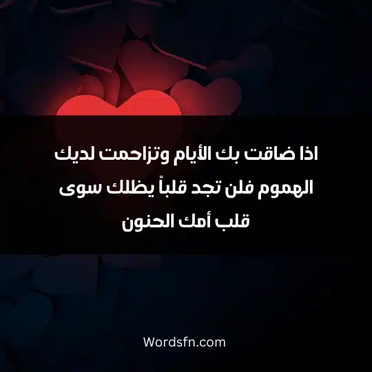 WhatsApp statuses about a caring mother 3 - فن العبارات اذا ضاقت بك الأيام وتزاحمت لديك الهموم فلن تجد قلباً يظلك سوى قلب أمك الحنون