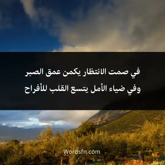 في صمت الانتظار يكمن عمق الصبر وفي ضياء الأمل يتسع القلب للأفراح