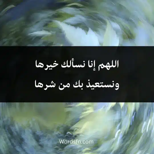 اللهم إنا نسألك خيرها ونستعيذ بك من شرها
