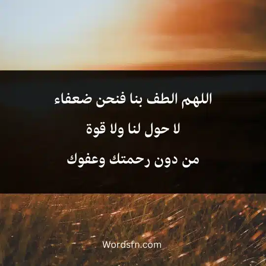اللهم الطف بنا فنحن ضعفاء لا حول لنا ولا قوة من دون رحمتك وعفوك