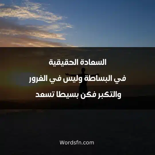 Words about simplicity and happiness 2 - فن العبارات السعادة الحقيقية في البساطة وليس في الغرور والتكبر فكن بسيطا تسعد